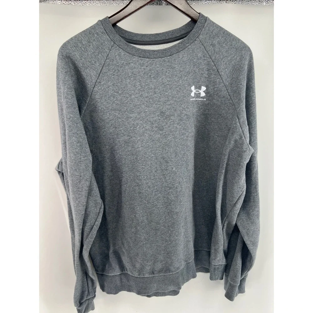 Under Armour Mens Rival Fleece Crewneck Sweatshirt‎ Gray Loose Fit LG Pullover